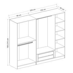 Minar Kale 5 Sections 2 C Wardrobe Dore