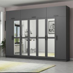 Minar Kale 7 Doors, 5 Mirrors, 4 Drawers and Cabinet Anthracite