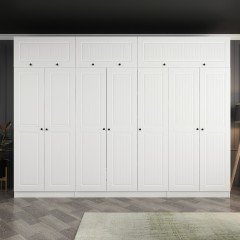 Minar Kale 7 Membrane Covered Wardrobe With 2 Inner Drawers And Wardrobe White