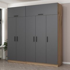 Minar Kale 5 Doors, 2 C Wardrobe and Wardrobe Gold Anthracite