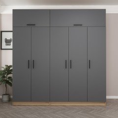 Minar Kale 5 Doors, 2 C Wardrobe and Wardrobe Gold Anthracite