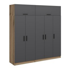 Minar Kale 5 Doors, 2 C Wardrobe and Wardrobe Gold Anthracite