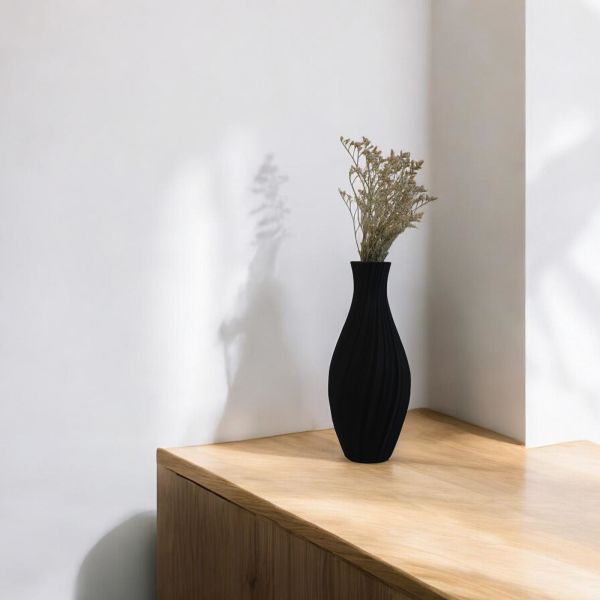 Striped Vase Black