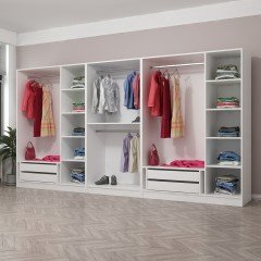 Minar Kale 8 Doors, 2 Mirrors, 4 Drawers, White Anthracite Wardrobe