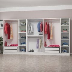 Minar Kale 8 Doors, 2 Mirrors, 4 Drawers, White Anthracite Wardrobe