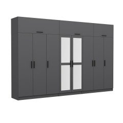 Minar Kale 8 Doors, 2 Mirrors, 4 Drawers and Wardrobe Anthracite