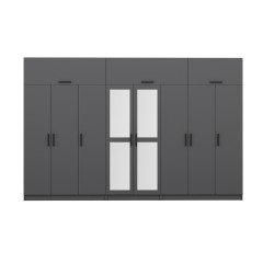 Minar Kale 8 Doors, 2 Mirrors, 4 Drawers and Wardrobe Anthracite