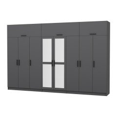 Minar Kale 8 Doors, 2 Mirrors, 4 Drawers and Wardrobe Anthracite