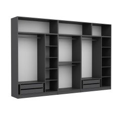 Minar Kale 8 Doors, 2 Mirrors, 4 Drawers and Wardrobe Anthracite