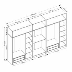 Minar Kale 8 Doors, 2 Mirrors, 4 Drawers and Wardrobe Anthracite