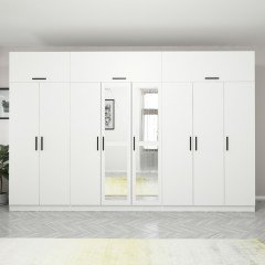 Minar Kale 8 Doors, 2 Mirrors, 4 Drawers and Wardrobe White