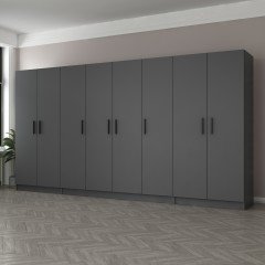 Minar Kale 8 Doors 2 Drawers Wardrobe Anthracite