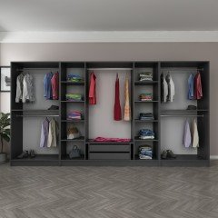 Minar Kale 8 Doors 2 Drawers Wardrobe Anthracite