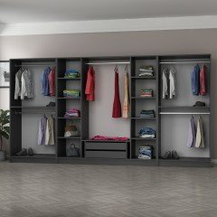 Minar Kale 8 Doors 2 Drawers Wardrobe Anthracite