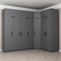 Minar Kale 7 Doors 2 O Corner Wardrobe + Wardrobe Anthracite