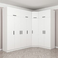 Minar Kale 7 Doors 2 O Corner Wardrobe + Wardrobe White