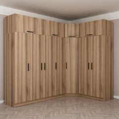 Minar Kale 7 Doors 2 O Corner Wardrobe + Wardrobe Gold