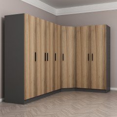 Minar Kale 7 Doors 2 O Corner Wardrobe Anthracite Dore