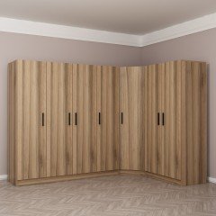 Minar Kale 7 Doors 2 O Corner Wardrobe Gold