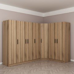 Minar Kale 7 Doors 2 O Corner Wardrobe Gold