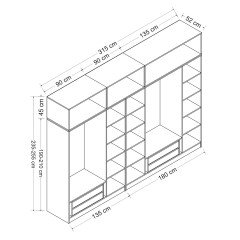 Minar Kale 7 Doors, 4 Cupboards and Wardrobe Gold