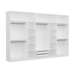 Minar Kale 8 Doors, 4 Mirrors, 2 Drawers and Wardrobe White Anthracite