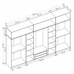 Minar Kale 8 Doors, 4 Mirrors, 2 Drawers and Wardrobe White Anthracite