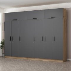 Minar Kale 7 Doors, 4 Cupboards and Wardrobe Gold Anthracite