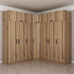 Minar Kale 7 Doors 4 O Corner Wardrobe + Wardrobe Gold