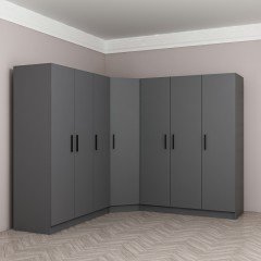 Minar Kale 7 Doors 4 O Corner Wardrobe Anthracite