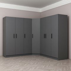 Minar Kale 7 Doors 4 O Corner Wardrobe Anthracite