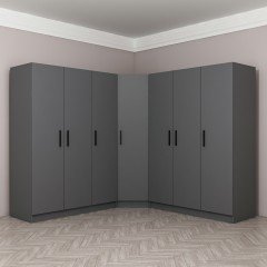 Minar Kale 7 Doors 4 O Corner Wardrobe Anthracite