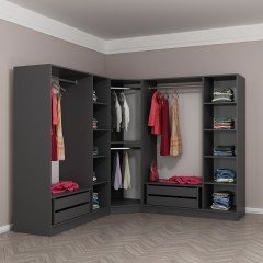 Minar Kale 7 Doors 4 O Corner Wardrobe Anthracite