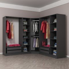 Minar Kale 7 Doors 4 O Corner Wardrobe Anthracite