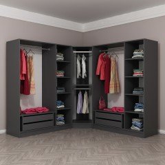 Minar Kale 7 Doors 4 O Corner Wardrobe Anthracite