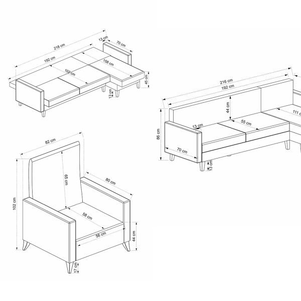 Polya Storage Base L Corner Sofa