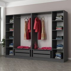 Minar Kale 6 Sections 4 Drawers Wardrobe Anthracite