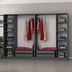 Minar Kale 6 Sections 4 Drawers Wardrobe Anthracite