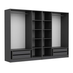 Minar Kale 6 Sections 4 Drawers Wardrobe Anthracite