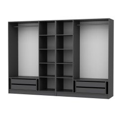 Minar Kale 6 Sections 4 Drawers Wardrobe Anthracite