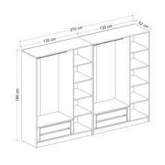 Minar Kale 6 Sections 4 Drawers Wardrobe Anthracite