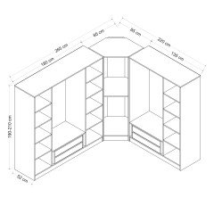 Minar Kale 8 Doors 4 O Corner Wardrobe Gold