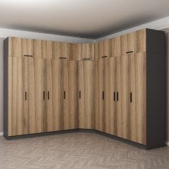 Minar Kale 9 Doors 4 O Corner Wardrobe + Wardrobe Anthracite Gold