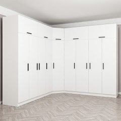 Minar Kale 9 Doors 4 O Corner Wardrobe + Wardrobe White