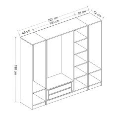 Kale 5 Kapaklı 2Ç Dolap - Beyaz Dore