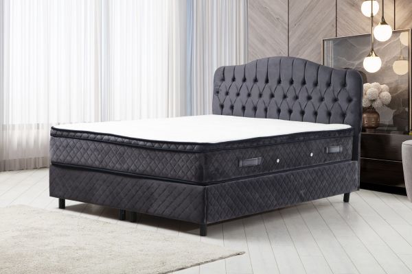 Vassi Base + Headboard + Miray Concealed Pad Mattress Anthracite