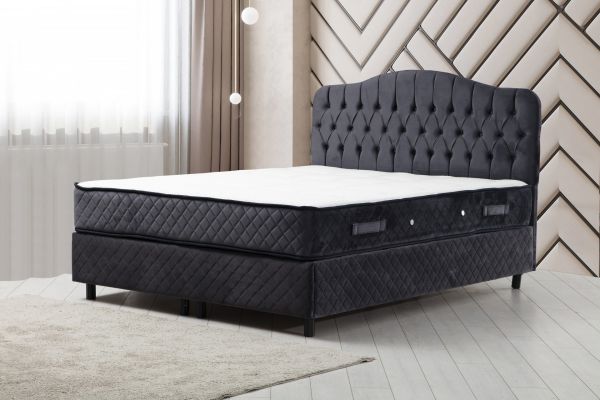 Vassi Bed Base + Headboard + Sonata Bed Anthracite