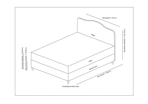 Vassi Bed Base + Headboard + Sonata Bed Anthracite