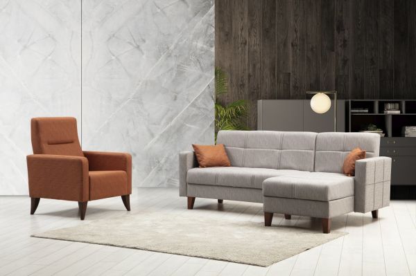 Polya Storage Base L Corner Sofa + Armchair Set