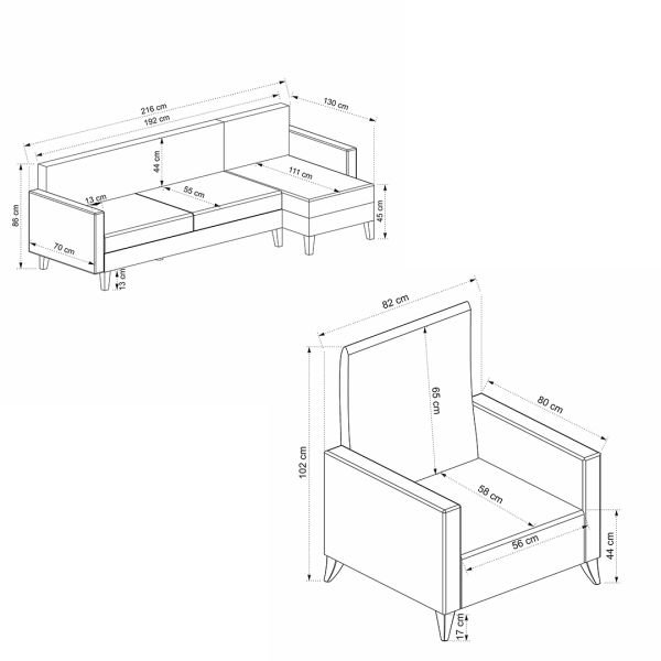 Zaden Storage Base L Corner Sofa + Armchair Set